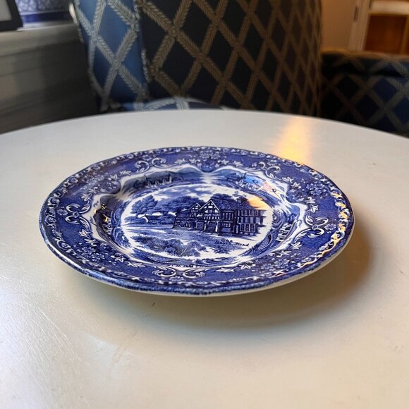 Grindley Staffordshire England Blue English Country Inns "The Bears Head" Plate - Picture 6 of 9